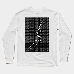 Suzuka - F1 Circuit - Black and White Long Sleeve T-Shirt